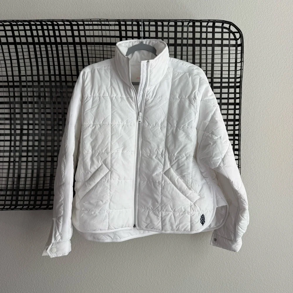 Free People White Quilted Puffer Jacket